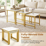 Faux Marble Nesting Table with Metal Frame Set of 3