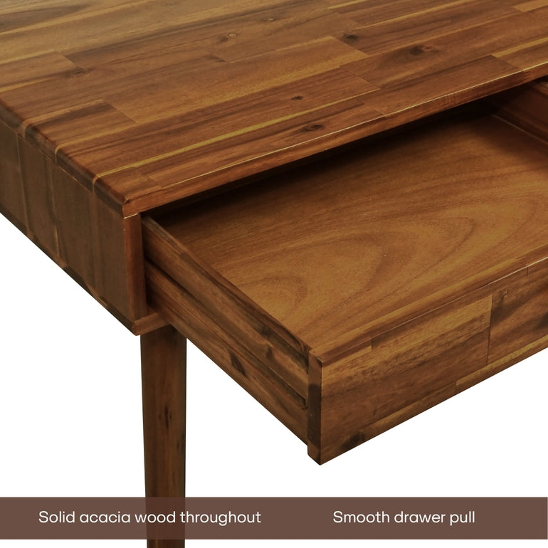 Acacia Lagom 48" Solid Wood Work Desk with Drawers for Functional Home Office