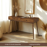 Acacia Lagom 48" Solid Wood Work Desk with Drawers for Functional Home Office