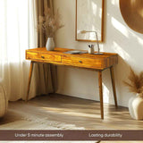 Acacia Lagom 48" Solid Wood Work Desk with Drawers for Functional Home Office