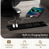 File Cabinet on Wheels with Charging Station and Cable Management Hole