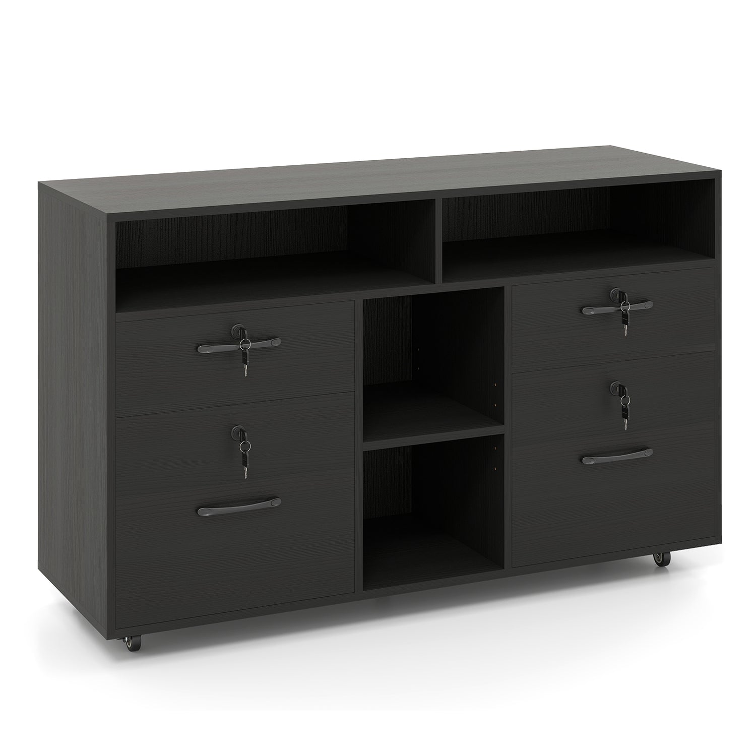 File Cabinet with Lock Mobile Lateral Filing Storage Organizer Modern Rolling Printer Stand