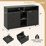 File Cabinet with Lock Mobile Lateral Filing Storage Organizer Modern Rolling Printer Stand