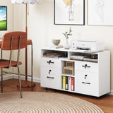 File Cabinet with Lock Mobile Lateral Filing Storage Organizer Modern Rolling Printer Stand