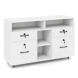 File Cabinet with Lock Mobile Lateral Filing Storage Organizer Modern Rolling Printer Stand