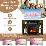 Fireplace Corner TV Stand with LED Lights and Smart APP Control for 50 Inches TV