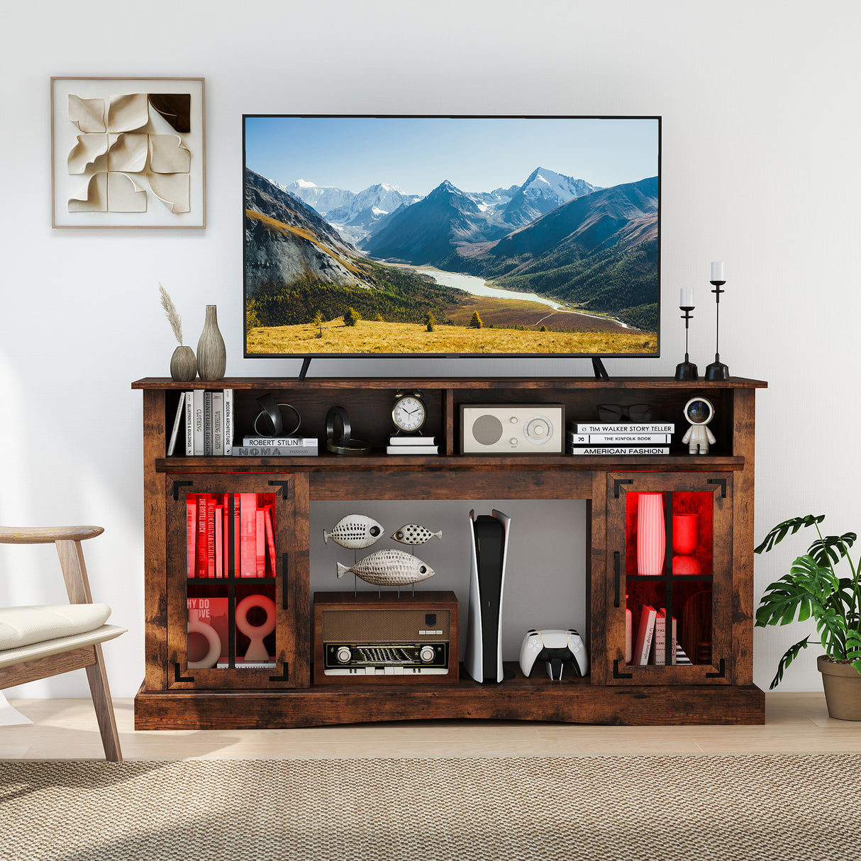 TV Stand with LED Lights and Remote Control