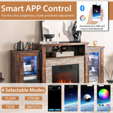 Fireplace TV Stand with 16-Color Led Lights for TVs up to 65 Inch