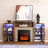 Fireplace TV Stand with 16-Color Led Lights for TVs up to 65 Inch