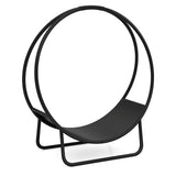 Firewood Log Hoop 20 Inch Round Heavy-duty Metal Curved Log Rack with Stand