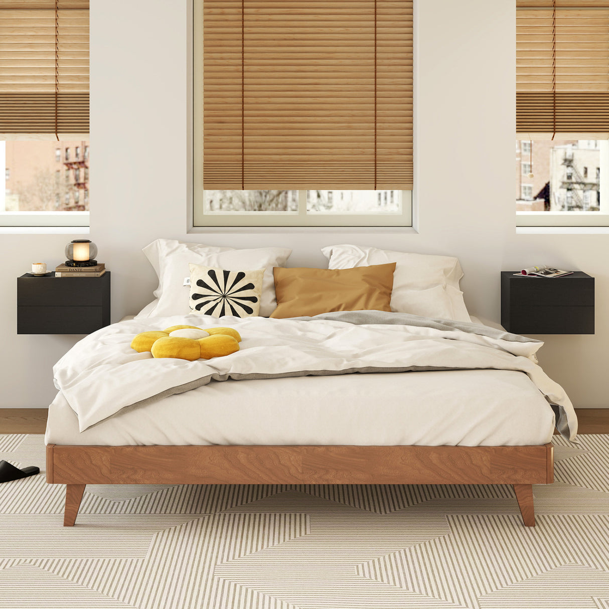 Floating Nightstand with 2 Storage Drawers Wall Mounted for Bedroom