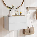 Floating Nightstand with 2 Storage Drawers Wall Mounted for Bedroom