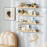 Kids Bookshelf Set of 4 Wall-Mounted Picture Ledge Shelf