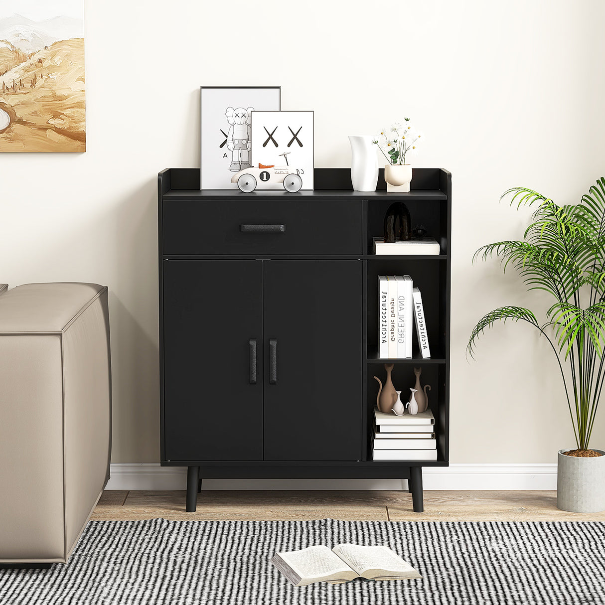 Floor Storage Cabinet Free Standing Cupboard Chest