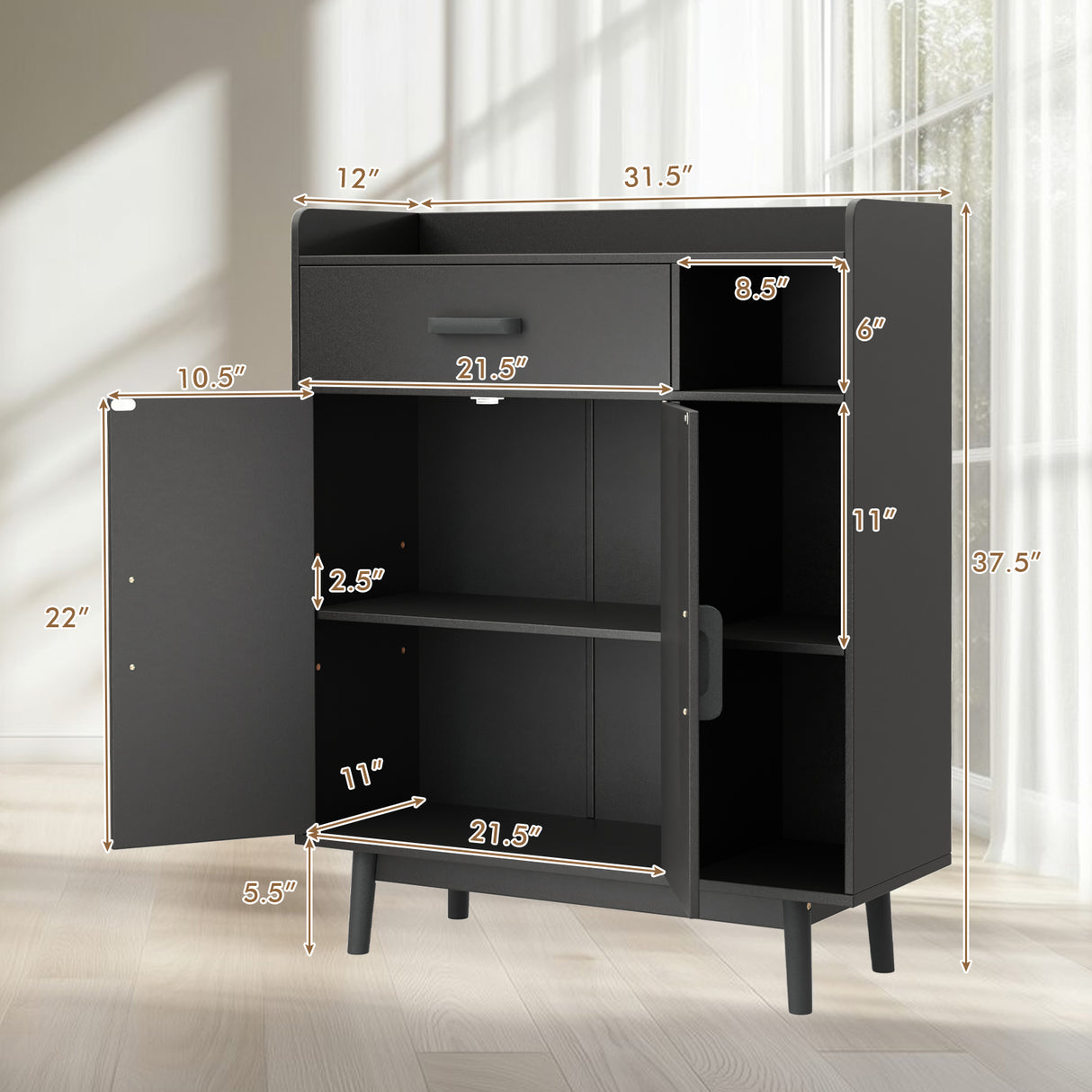 Floor Storage Cabinet Free Standing Cupboard Chest