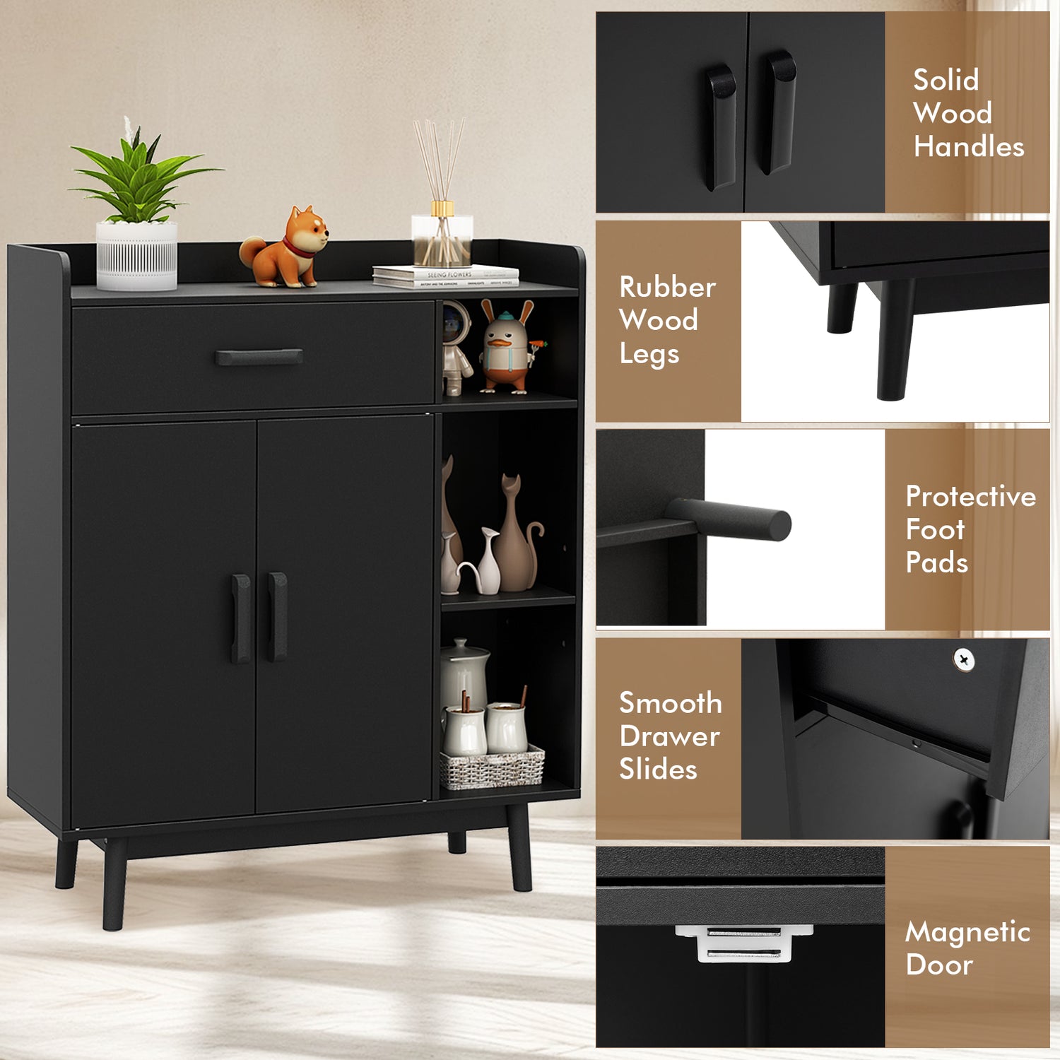Floor Storage Cabinet Free Standing Cupboard Chest