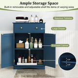 Floor Storage Cabinet with Doors Modern Buffet Sideboard with Drawer and Adjustable Shelf-Navy Blue