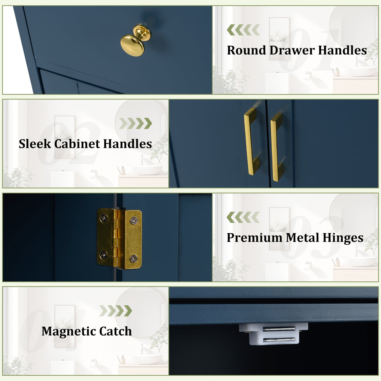 Floor Storage Cabinet with Doors Modern Buffet Sideboard with Drawer and Adjustable Shelf-Navy Blue