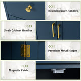 Floor Storage Cabinet with Doors Modern Buffet Sideboard with Drawer and Adjustable Shelf-Navy Blue