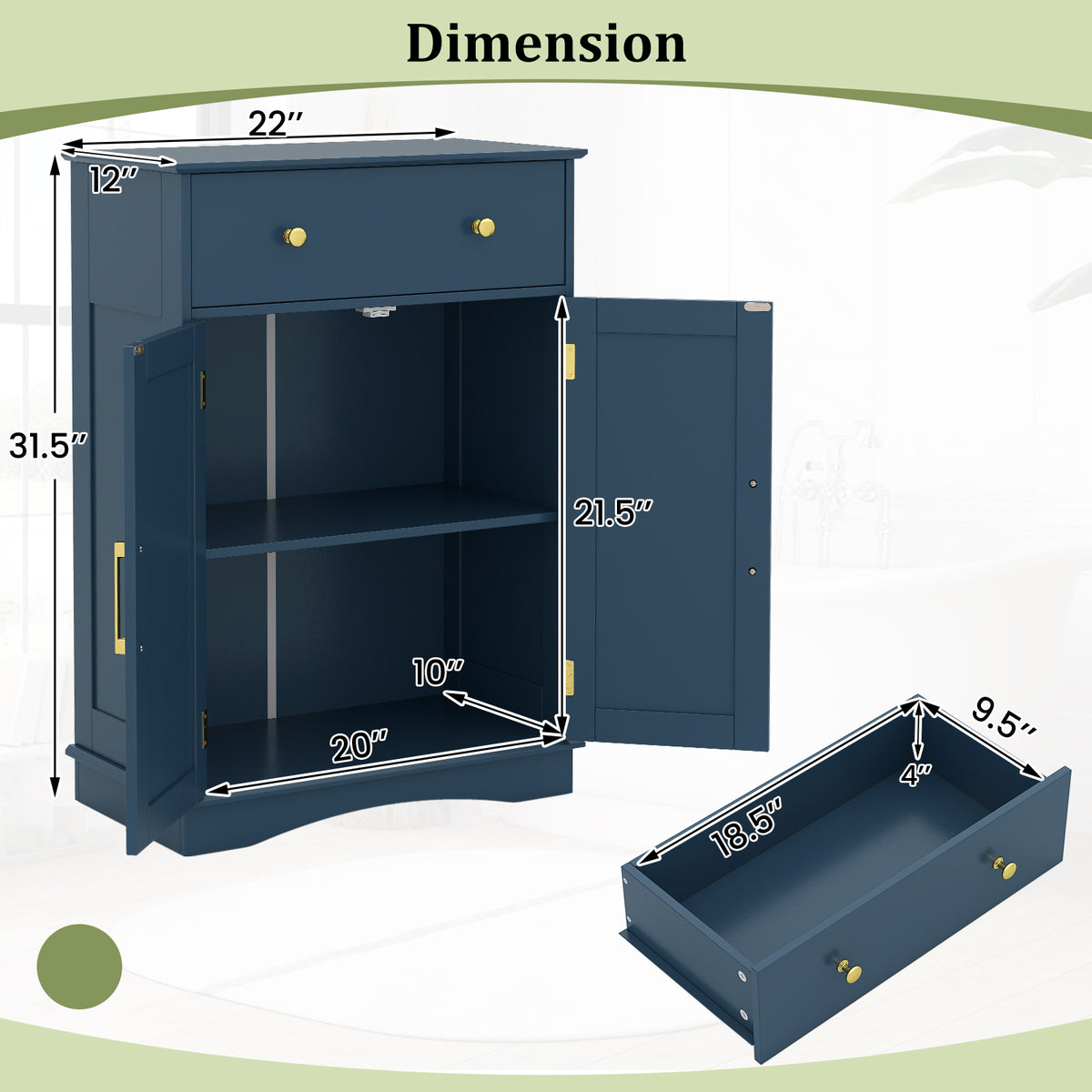 Floor Storage Cabinet with Doors Modern Buffet Sideboard with Drawer and Adjustable Shelf