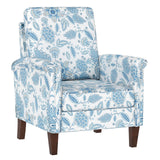 Floral Accent Chair Farmhouse Boho Armchair with Solid Wood Legs and High Back