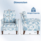 Floral Accent Chair Farmhouse Boho Armchair with Solid Wood Legs and High Back
