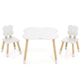 Flower-shaped Kids Table Set with Solid Pine Wood Legs