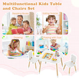 Flower-shaped Kids Table Set with Solid Pine Wood Legs