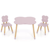 Flower-shaped Kids Table Set with Solid Pine Wood Legs