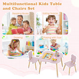 Flower-shaped Kids Table Set with Solid Pine Wood Legs