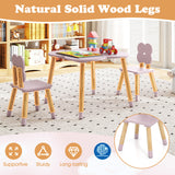Flower-shaped Kids Table Set with Solid Pine Wood Legs