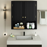 Fluted Bathroom Wall Cabinet with Open Shelf