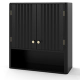 Fluted Bathroom Wall Cabinet with Open Shelf