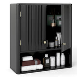 Fluted Bathroom Wall Cabinet with Open Shelf