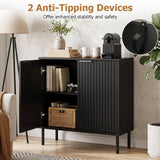 Fluted Buffet Cabinet with 2-Door Sideboard for Kitchen and Dining Room