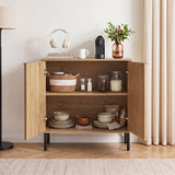 Fluted Buffet Cabinet with 2-Door Sideboard for Kitchen and Dining Room
