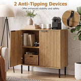 Fluted Buffet Cabinet with 2-Door Sideboard for Kitchen and Dining Room