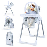 Foldable Baby High Chair with Adjustable Height and Relining Seat