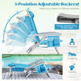 Foldable Backpack Beach Chair with Cup Holder and Storage Pockets Set of 2