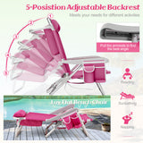 Foldable Backpack Beach Chair with Cup Holder and Storage Pockets Set of 2