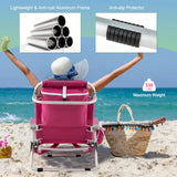 Foldable Backpack Beach Chair with Cup Holder and Storage Pockets Set of 2