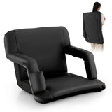 Foldable Bleacher Chair with 6 Reclining Positions and Padded Cushion-Black