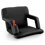 Foldable Bleacher Chair with 6 Reclining Positions and Padded Cushion-Black