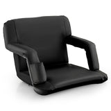 Foldable Bleacher Chair with 6 Reclining Positions and Padded Cushion-Black