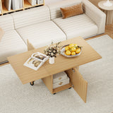 Foldable Coffee Table with Storage Cabinet Extendable Center Table