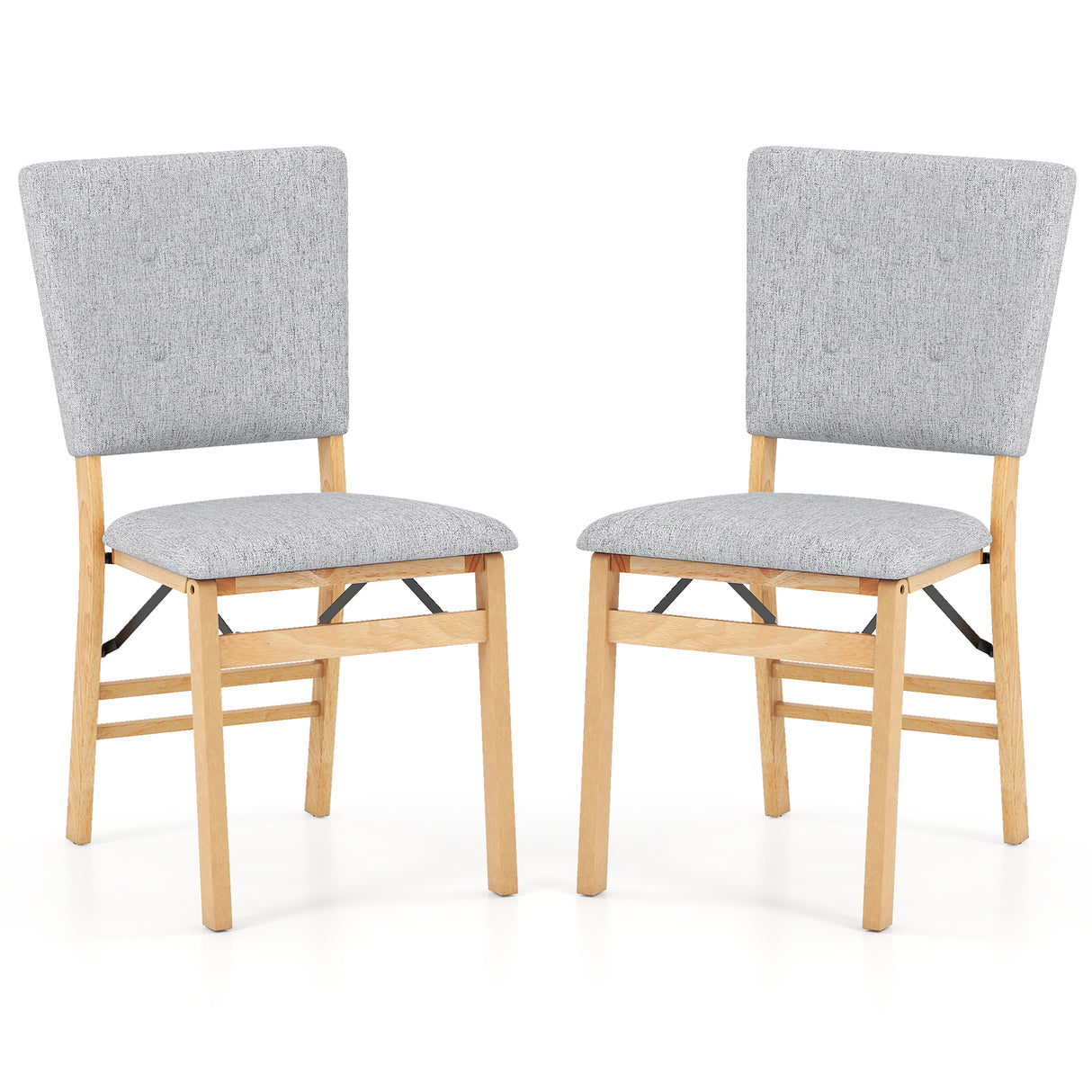 Foldable Dining Chair Set of 2 Armless Kitchen Chair with Padded Seat and Tilt Backrest