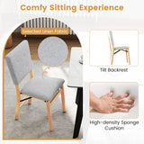 Foldable Dining Chair Set of 2 Armless Kitchen Chair with Padded Seat and Tilt Backrest