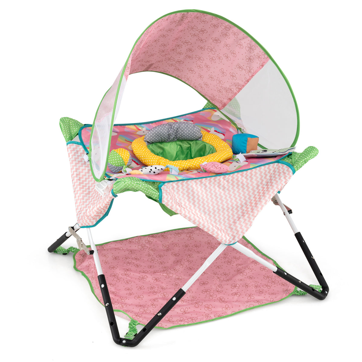 Foldable Portable Baby Jumper Indoor/Outdoor Infant Activity Center with Interactive Toys