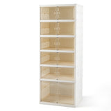 Foldable Shoe Rack Organizer 12-Pair 6-Tier Collapsible Shoe Cabinet-White