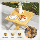 Teak Wood Square Coffee Table with X-shaped Legs and Slatted Tabletop